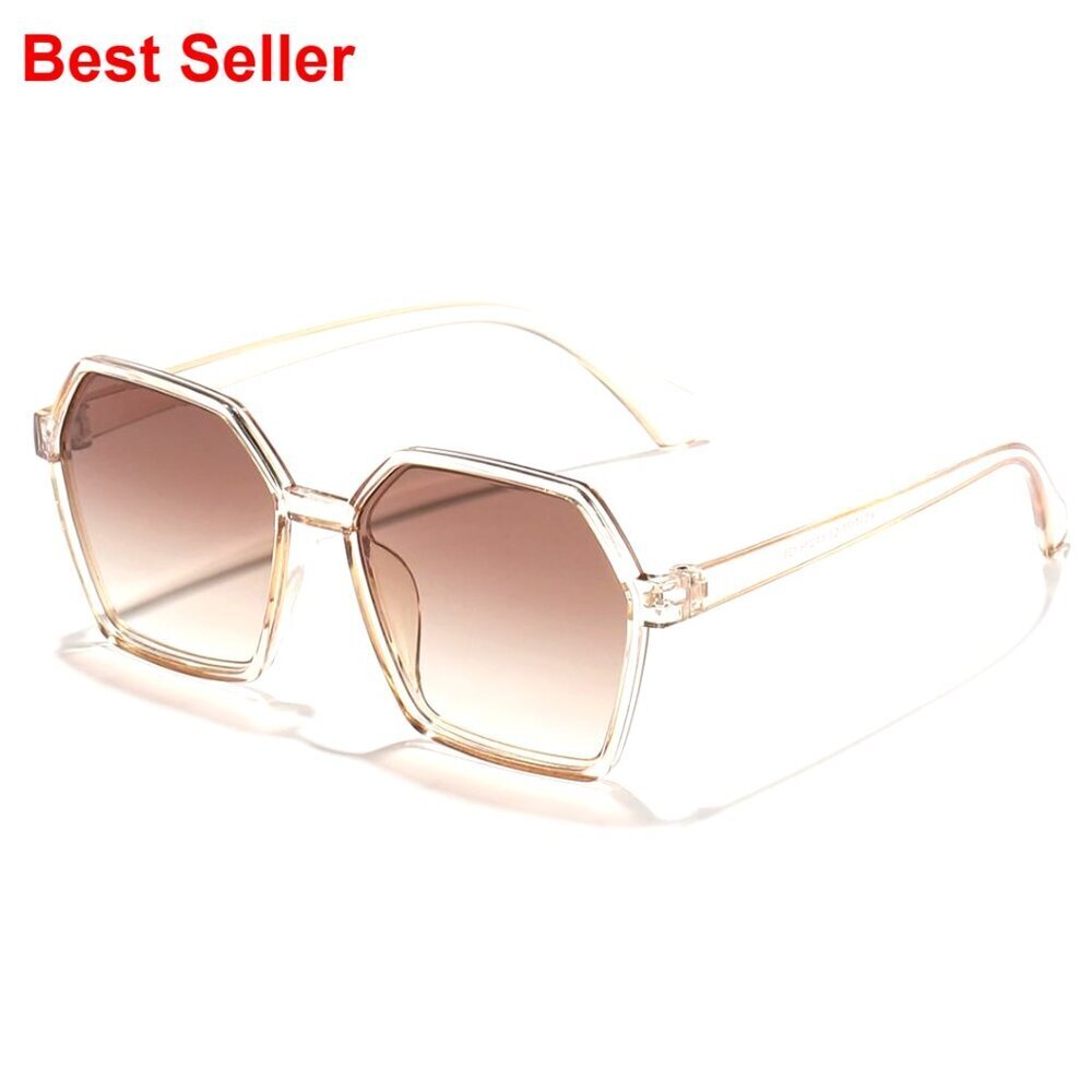 Oversized Hexagon Sunglasses UV400 Protection Metal Frame Vintage 70s